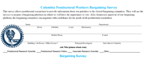 December 2018: Columbia requested withdrawal of the request of review of our Union and majority of Postdoctoral Researchers have filled out the Bargaining Survey. Click to fill one!