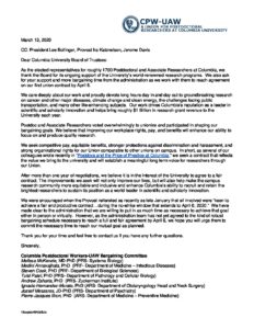 March 13: Our bargaining committee sent a to the Columbia Board of Trustees for a fair contract by the April 6th deadline. 